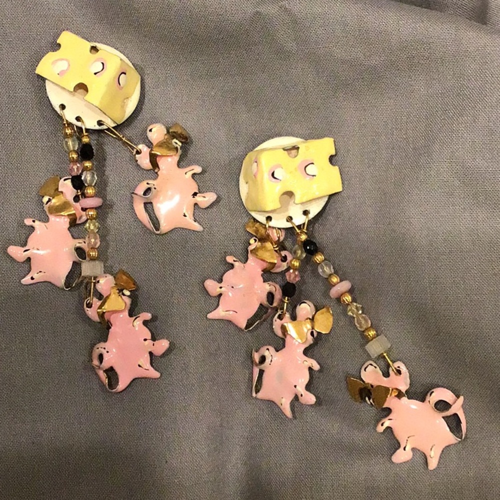 Lunch at the Ritz clip earrings can be made pierced. Conversation piece.